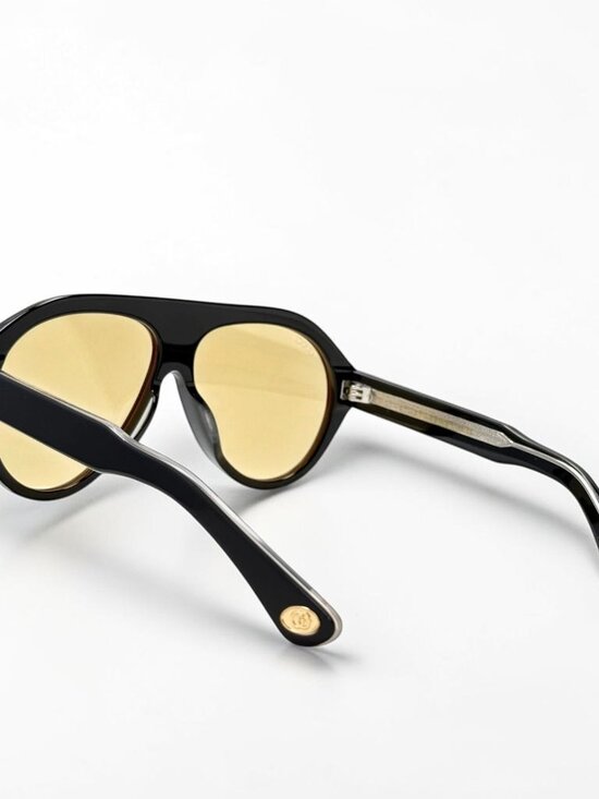 Gucci GG0479S Unisex Aviator Acetate Black Yellow